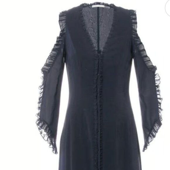 Alice + Olivia Navy Silk Asymmetrical Dress - Picture 1 of 5